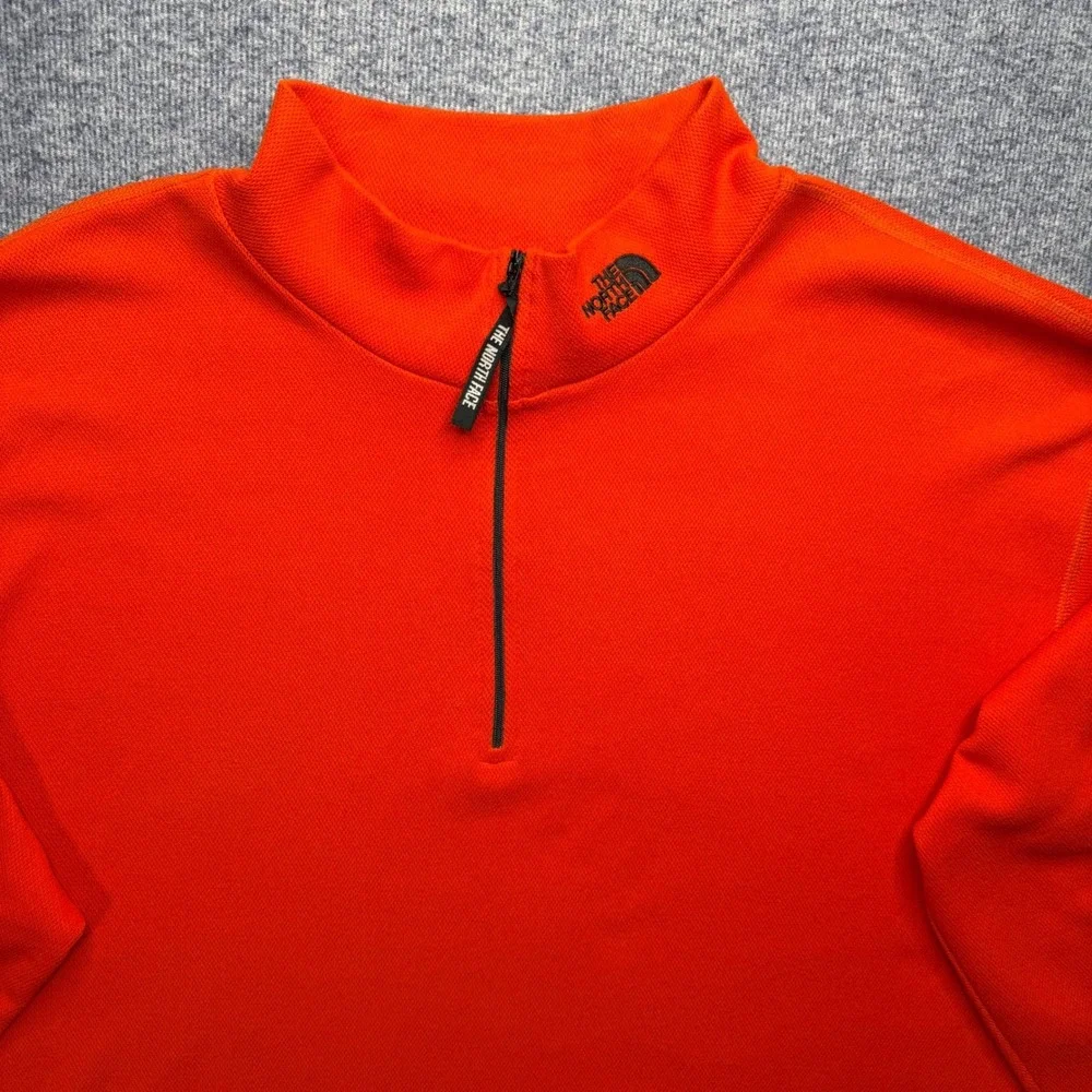 The North Face Mens‎ Orange Waffle Knit Quarter Zip Pullover Long Sleeve XXL